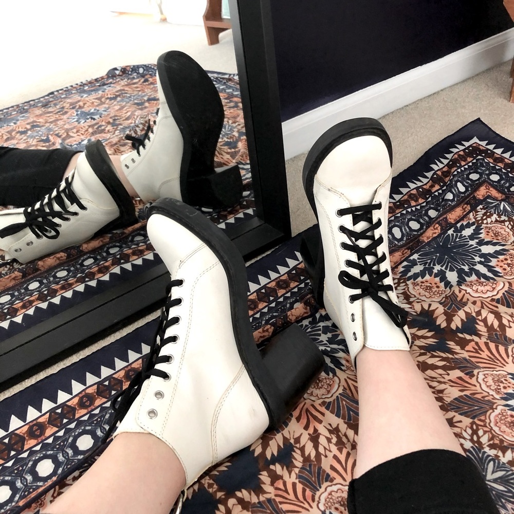 White Lace Up Combat Boots dolce vita